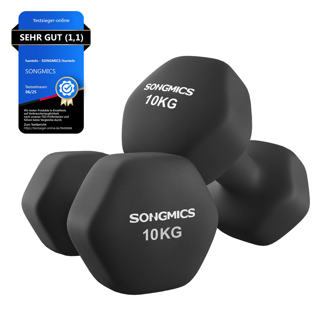 SONGMICS 2 Stück Hexagon Hanteln mit Neoprenbeschichtung für Krafttraining, Fitness, Zuhause 2 x 10