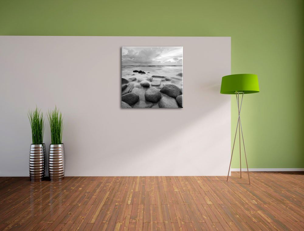 Pixxprint Romantisches Meer / 70x70cm Leinwandbild bespannt auf Holzrahmen/Wandbild Kunstdruck Dekor