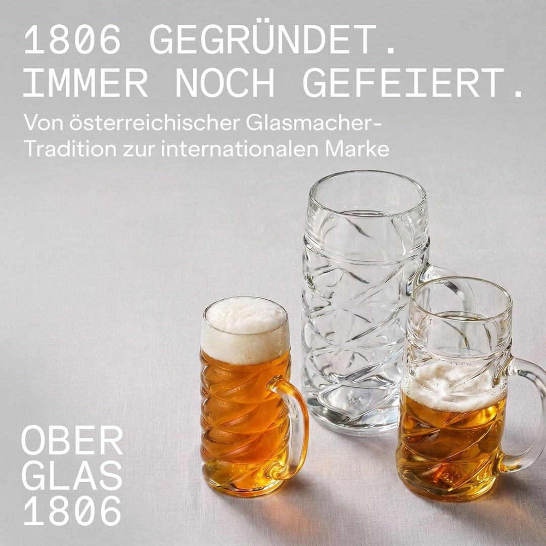 Stölzle Lausitz Bierkrug Diamond / 6er Set Bierkrüge 1 Liter mit Schild/Stabiler Bier Krug/Masskrug