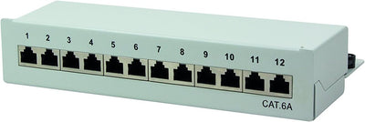 BIGtec 12 Port CAT6a Patchpanel Verteilerfeld Verteiler Patchfeld Desktop Tisch Wandmontage 500Mhz 1