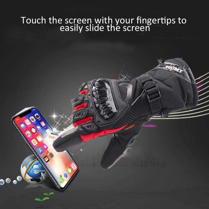 Riloer Motorradhandschuhe Leder Winter Wasserdicht Outdoor Radfahren Handschuhe Touchscreen Resistan