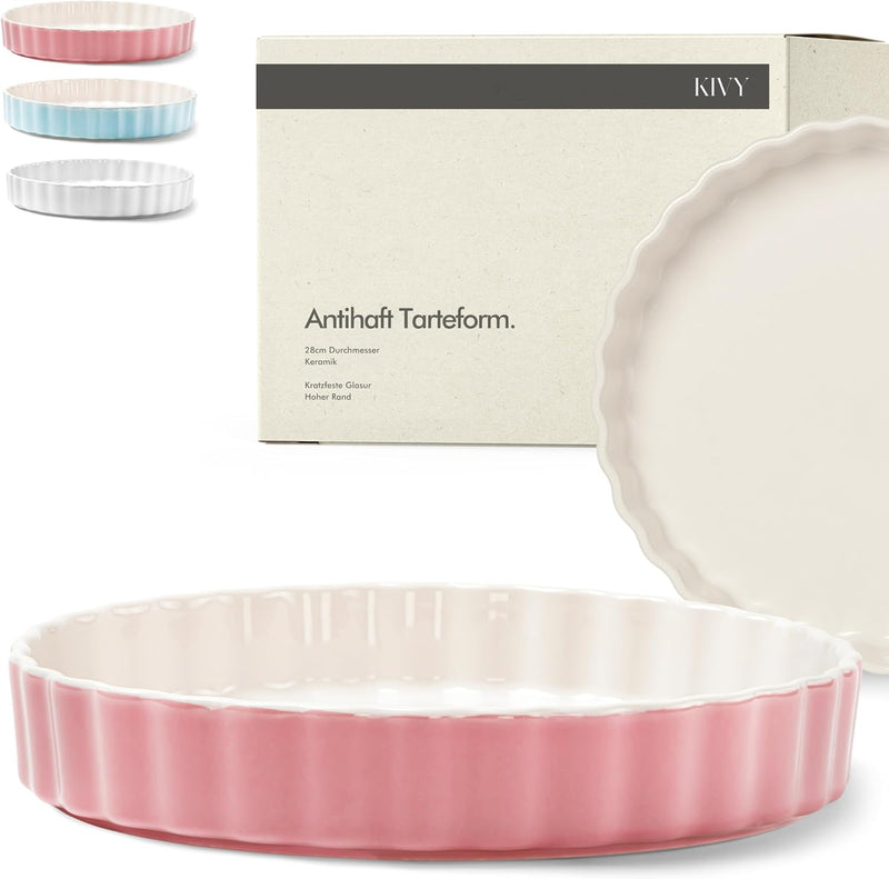 KIVY Quiche & Tarteform [28 cm] - Antihaftbeschichtete Quicheform aus Keramik - Obstkuchenform - Tar
