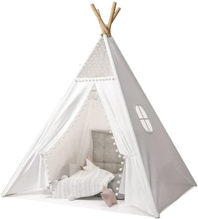 Camiraft Weiss Kinder Tipi Zelt,klassisches indisches Spielzelt für Kinder,Kinderzelte aus Polyester