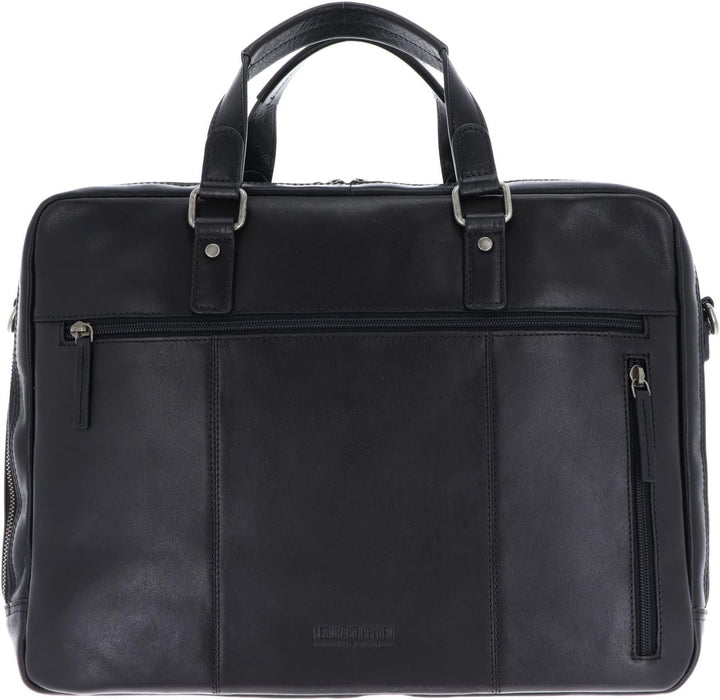 Leonhard Heyden Roma - Aktentasche 2 Fächer. mit Vortasche Leder 15" 41 cm schwarz, Schwarz