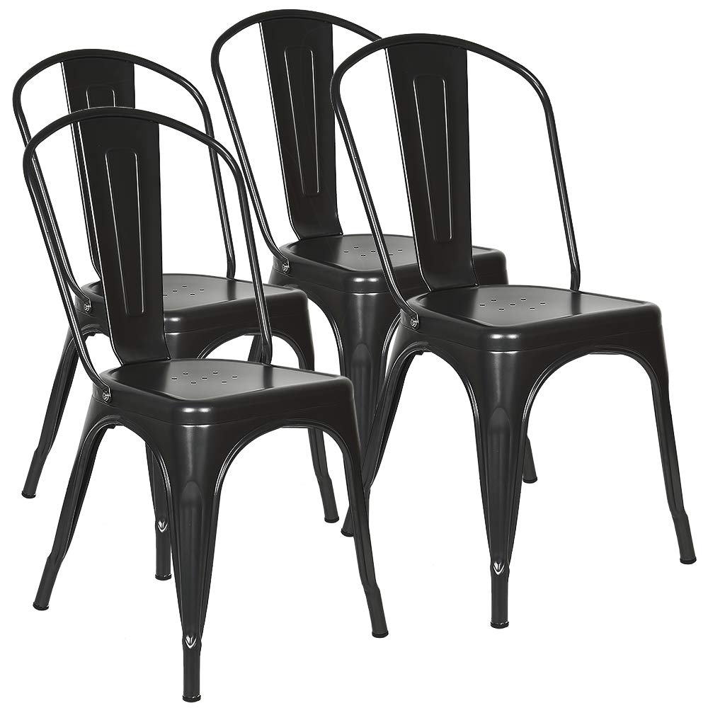 YJIIJY 4er Set Metall Esszimmerstuhl Stapelbarer Stuhl im Industriestil für Bar/Kaffee/Restaurant (s
