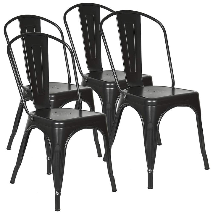 YJIIJY 4er Set Metall Esszimmerstuhl Stapelbarer Stuhl im Industriestil für Bar/Kaffee/Restaurant (s