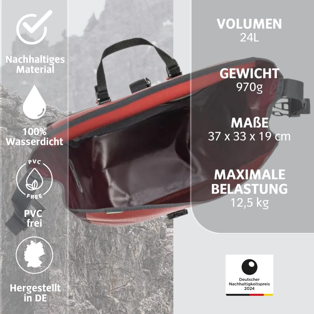 VAUDE Fahrradtasche für Gepäckträger Aqua Back Single 1 x 24 L in 24 Lang Rot, 24 Lang Rot
