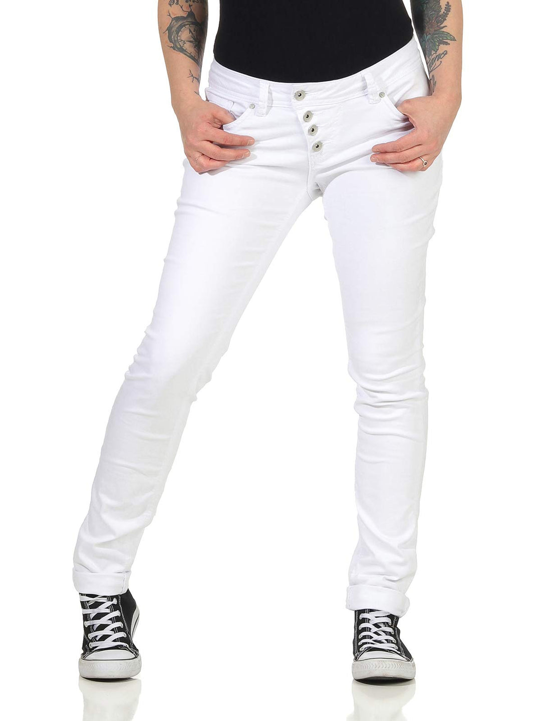 Buena Vista Jeans Hosen Damen - Malibu - Stretch Twill - Black - schwarz - Gr. XS Weiss, XS Weiss