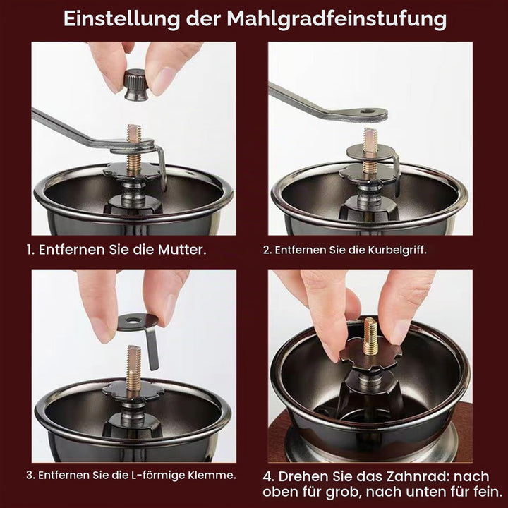 Vintage Kaffeemühle Manuell aus Holz, Vintage-Kaffeemühle, Manuelle Kaffeemühle, Kaffeebohnenmühle