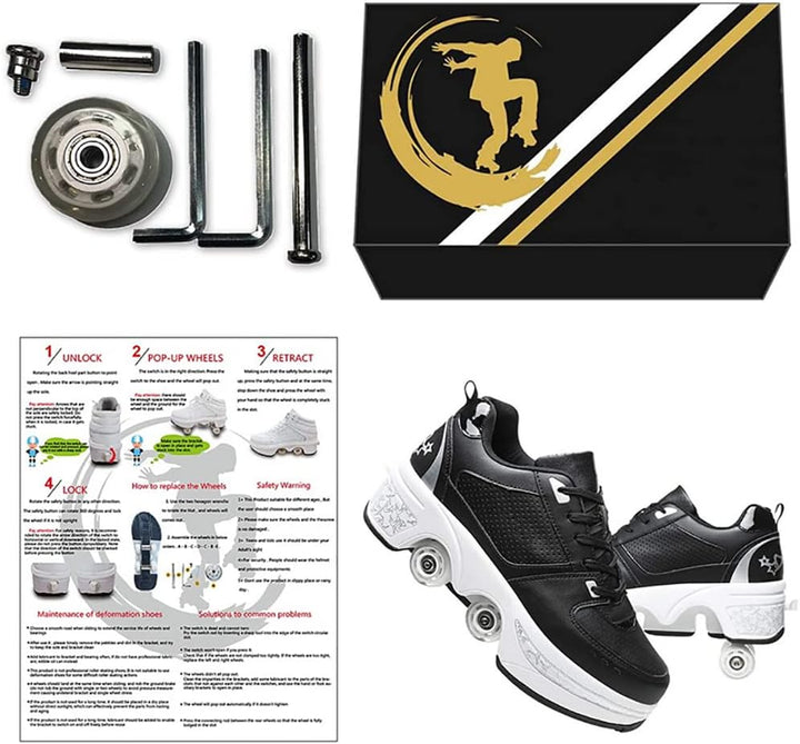 LDRFSE Schuhe mit Rollen, Rollschuhe Skateboard Schuhe Kinderschuhe Mit Rollen Skate Shoes Rollen Sc