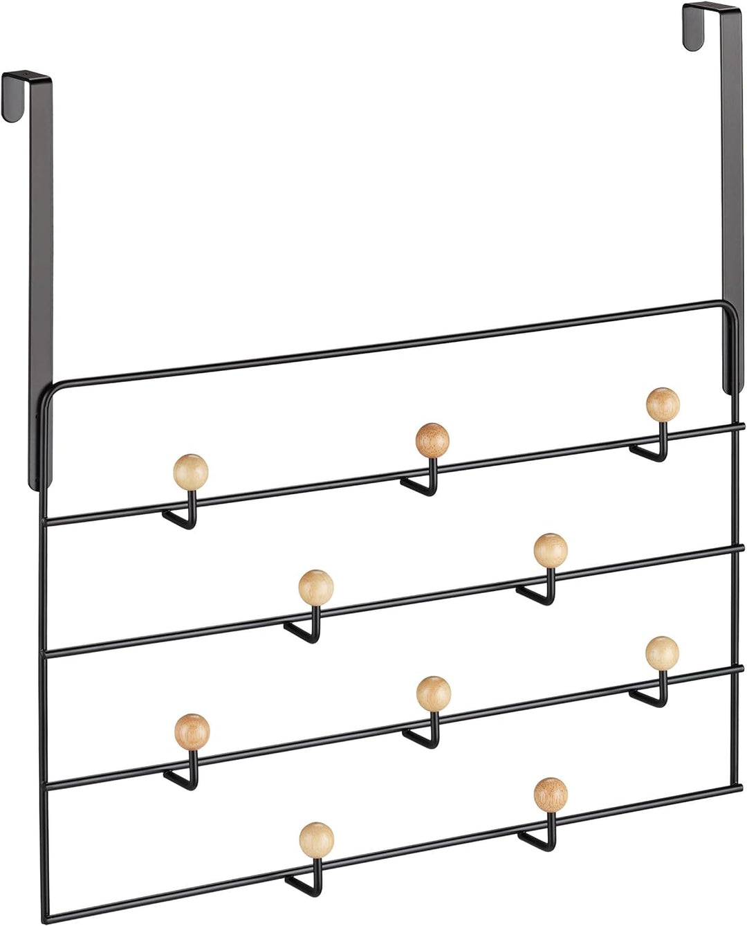 Relaxdays Türgarderobe, 10 Haken, Türhaken zum Einhängen, für 4 cm Tür, Flur & Schlafzimmer, Kleider