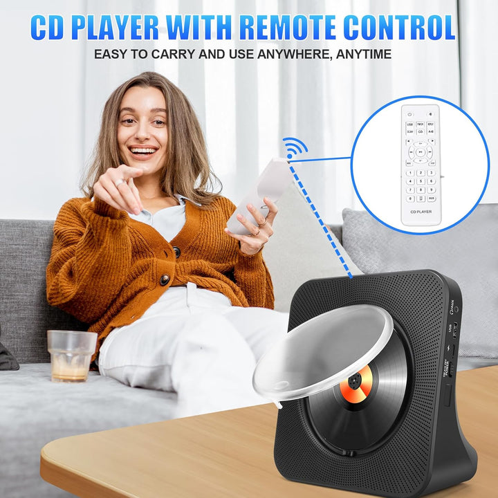Tragbarer CD-Player für Zuhause mit Lautsprechern - Bluetooth Desktop CD-Player Eingebaute HiFi-Laut