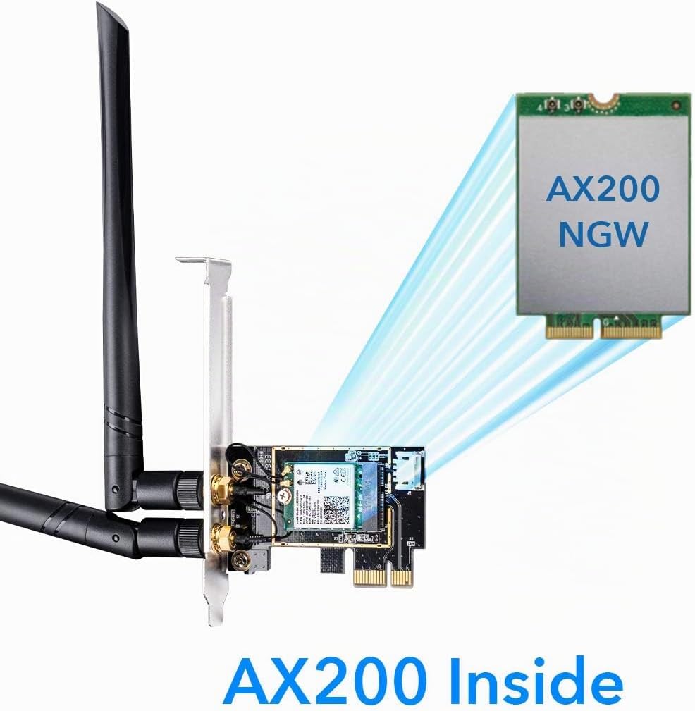 Cudy AX3000 WiFi 6 PCIe Karte für PC, Bluetooth 5.2 PCIe Karte, Intel AX200, WiFi 6-Geschwindigkeit,