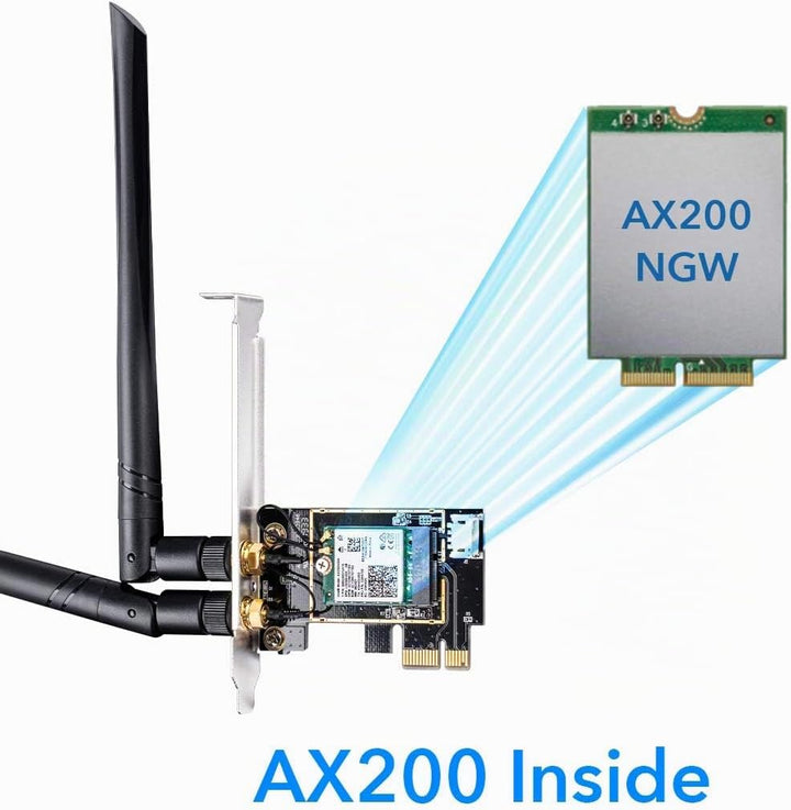 Cudy AX3000 WiFi 6 PCIe Karte für PC, Bluetooth 5.2 PCIe Karte, Intel AX200, WiFi 6-Geschwindigkeit,