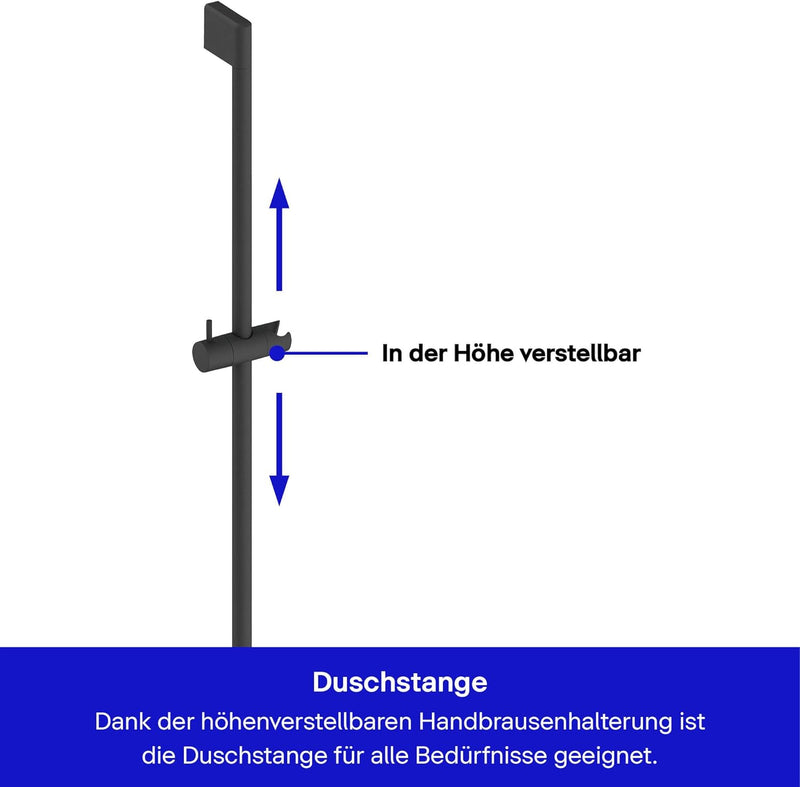 Duravit Universal Duschstange, Brausestange mit höhenverstellbarer Handbrausehalterung, variable Dus