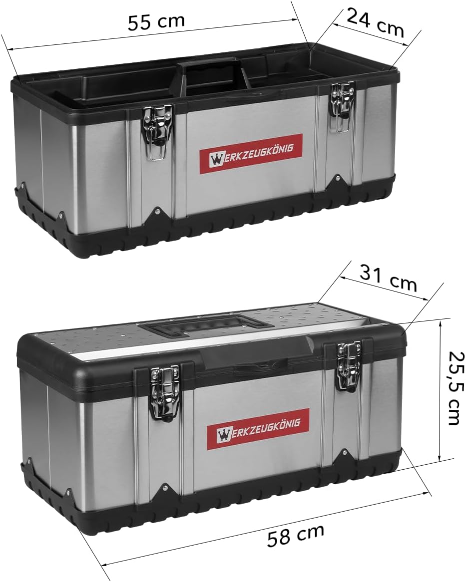 Werkzeugkoffer Edelstahl Kunststoff Grösse XL 58 x 31 x 25,5 cm Edelstahl - Grösse XL - 25 Liter, Ed