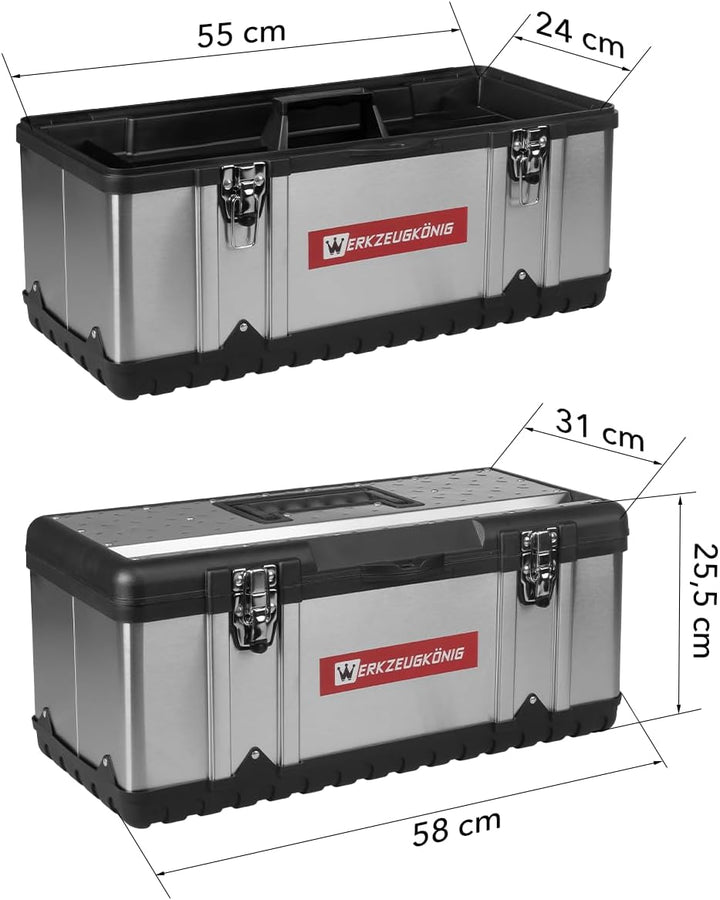 Werkzeugkoffer Edelstahl Kunststoff Grösse XL 58 x 31 x 25,5 cm Edelstahl - Grösse XL - 25 Liter, Ed