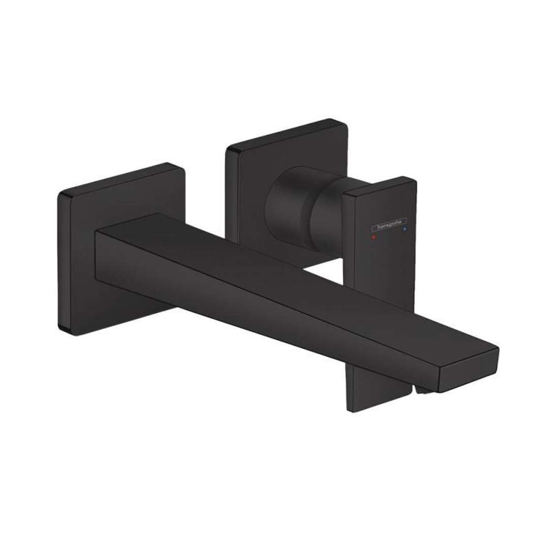 hansgrohe Wasserhahn Metropol, Unterputz Armatur für Wandmontage, Auslauf 22,5 cm, Mattschwarz Matts
