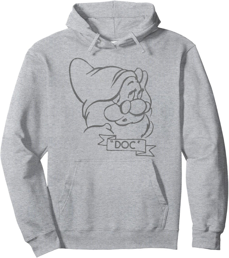 Disney Snow White Doc Line Art Big Face Pullover Hoodie