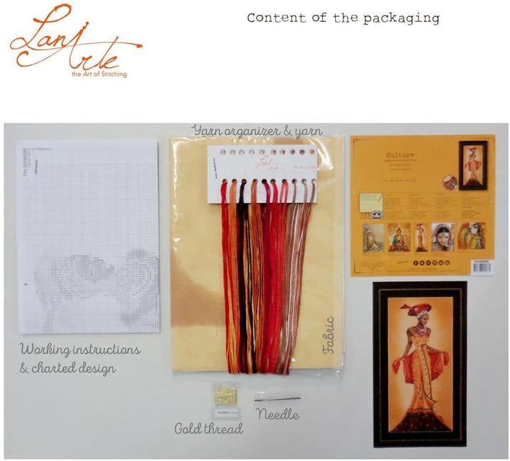 Lanarte Zählmusterpackung Afrikanische Mode I Kreuzstichpackung, Baumwolle, Mehrfarbig, 20 x 40 x 0.
