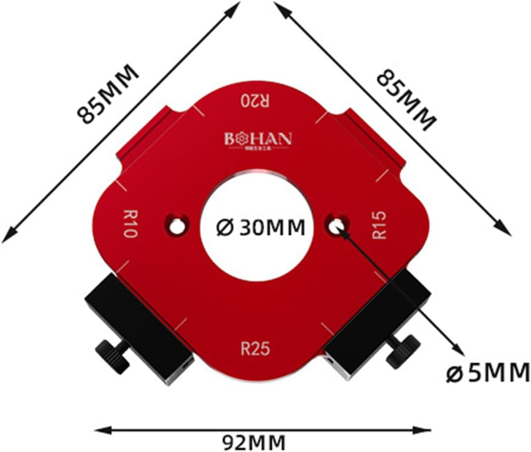 Eckradius-Frässchablonen, Aluminiumlegierung Radius Jig Router Templates, R10 R15 R20 R25 Radius Jig