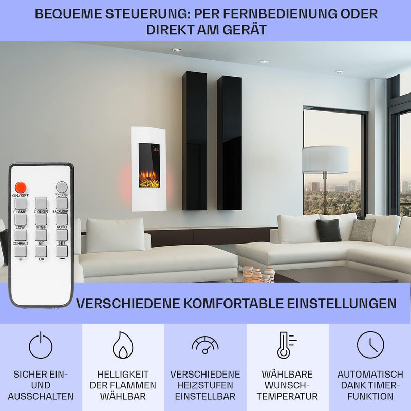 Klarstein Elektrokamin, Elektro Heizungen für Wohnzimmer & Innenräume, Elektrischer Kamin mit LED Fl