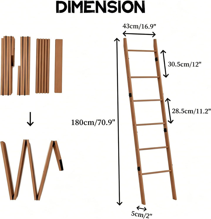 BAMBANG Handtuchleiter Kleiderleiter Holz,180cm Handtuchhalter Leiter Dekoleiter Kleiderständer Schl