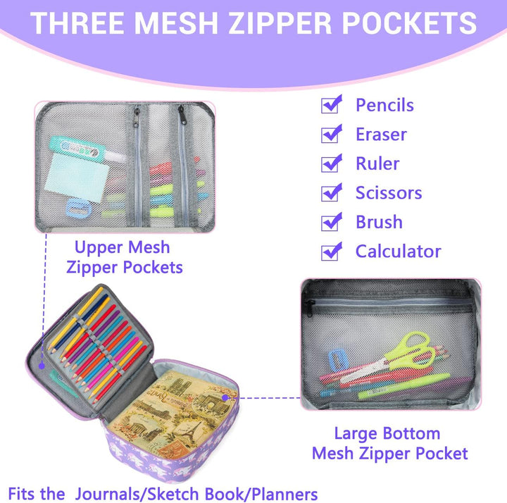 VASCHY Grosse Federmäppchen, Multi Fächer Federmappe Mäppchen Organizer 72 Stück Etui Schule Federta