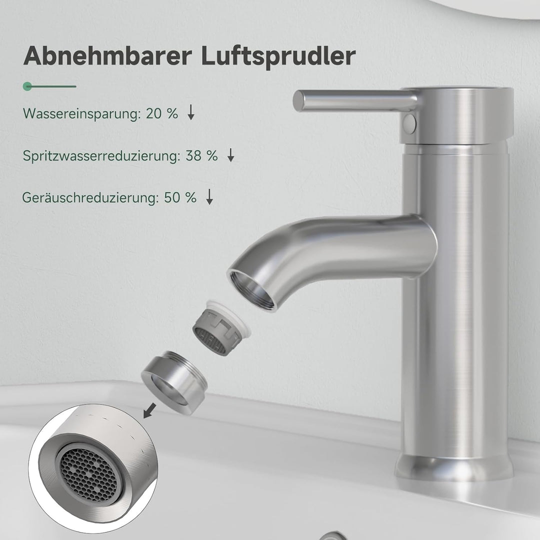 Wasserhahn Bad Gebürstet Nickel, Messing Einhebelmischer Waschbecken Armaturen, Mischbatterie Waschb