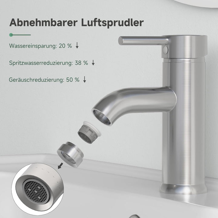 Wasserhahn Bad Gebürstet Nickel, Messing Einhebelmischer Waschbecken Armaturen, Mischbatterie Waschb