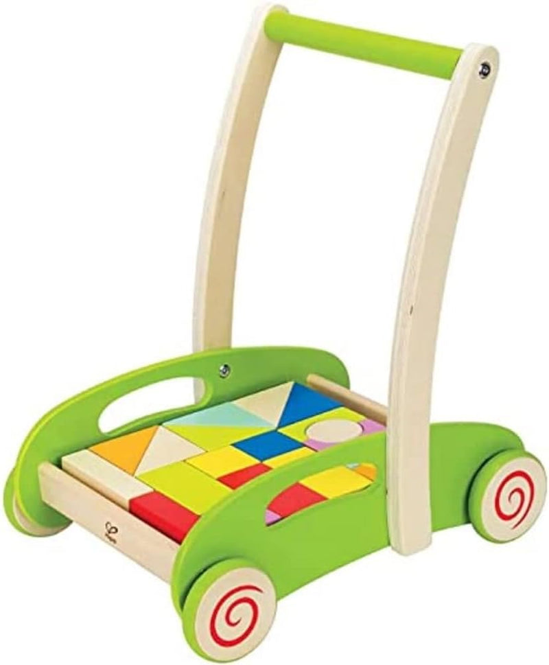 Hape E0371 Block and Roll - Wooden Block Activity Push Along Toy