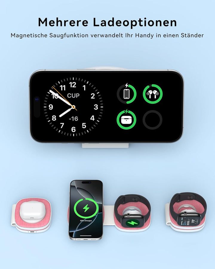 Faltbar 2 in 1 Ladestation für Apple Watch und iPhone für MagSafe iPhone 17e/Air/17/16/15/14/13/12 S