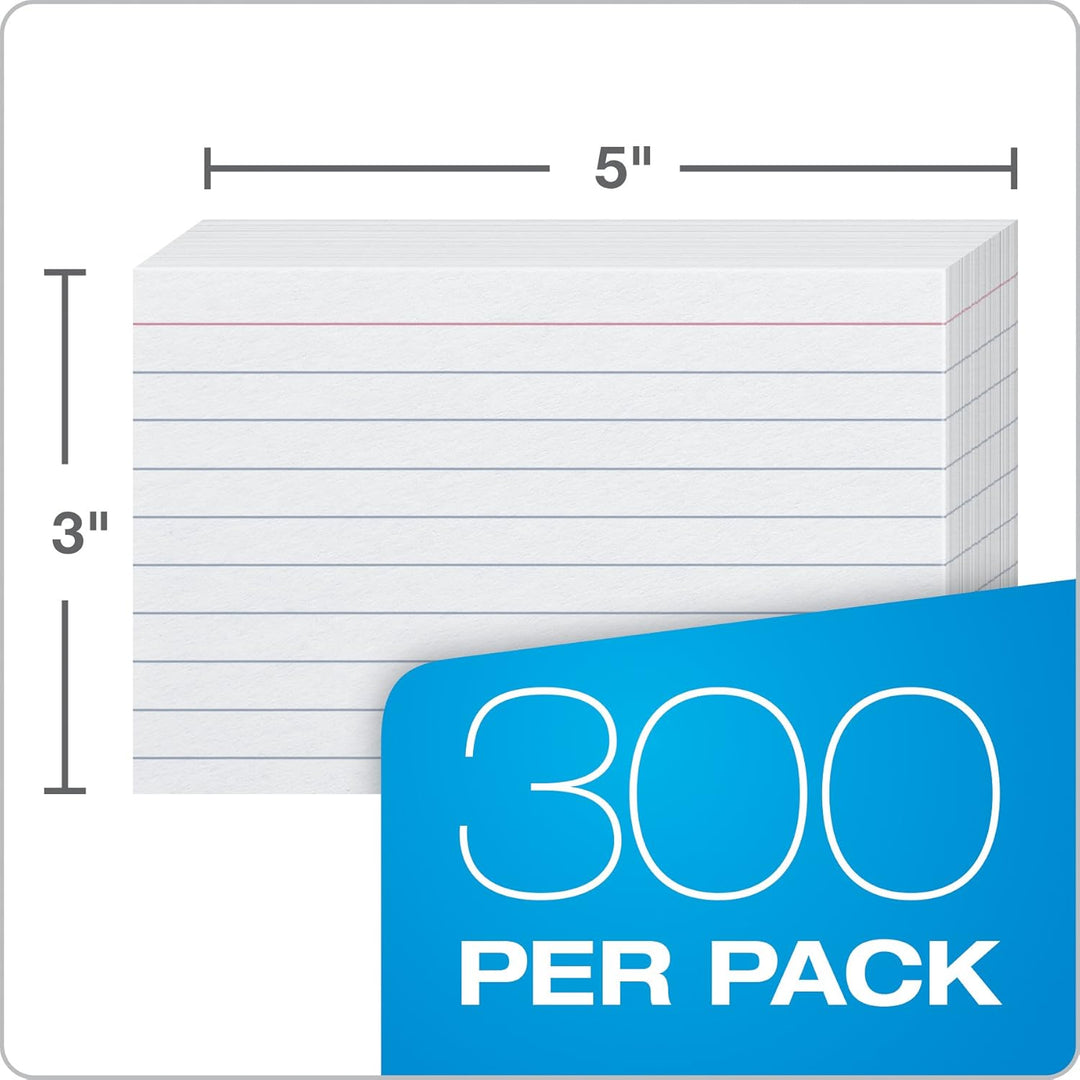 Oxford Karteikarten, ohne Aufdruck, 7,62 x 12,7 cm, weiss, 100 Stück Liniert 3 x 5, 300 cards weiss