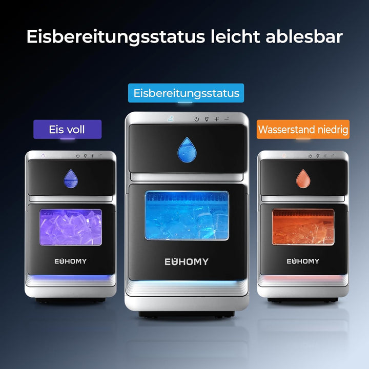 EUHOMY Tragbarer LunaArc™ Crescent Eiswürfelmaschine mit Kristall-Halbmond, 1600 Stück/Tag, fertig i