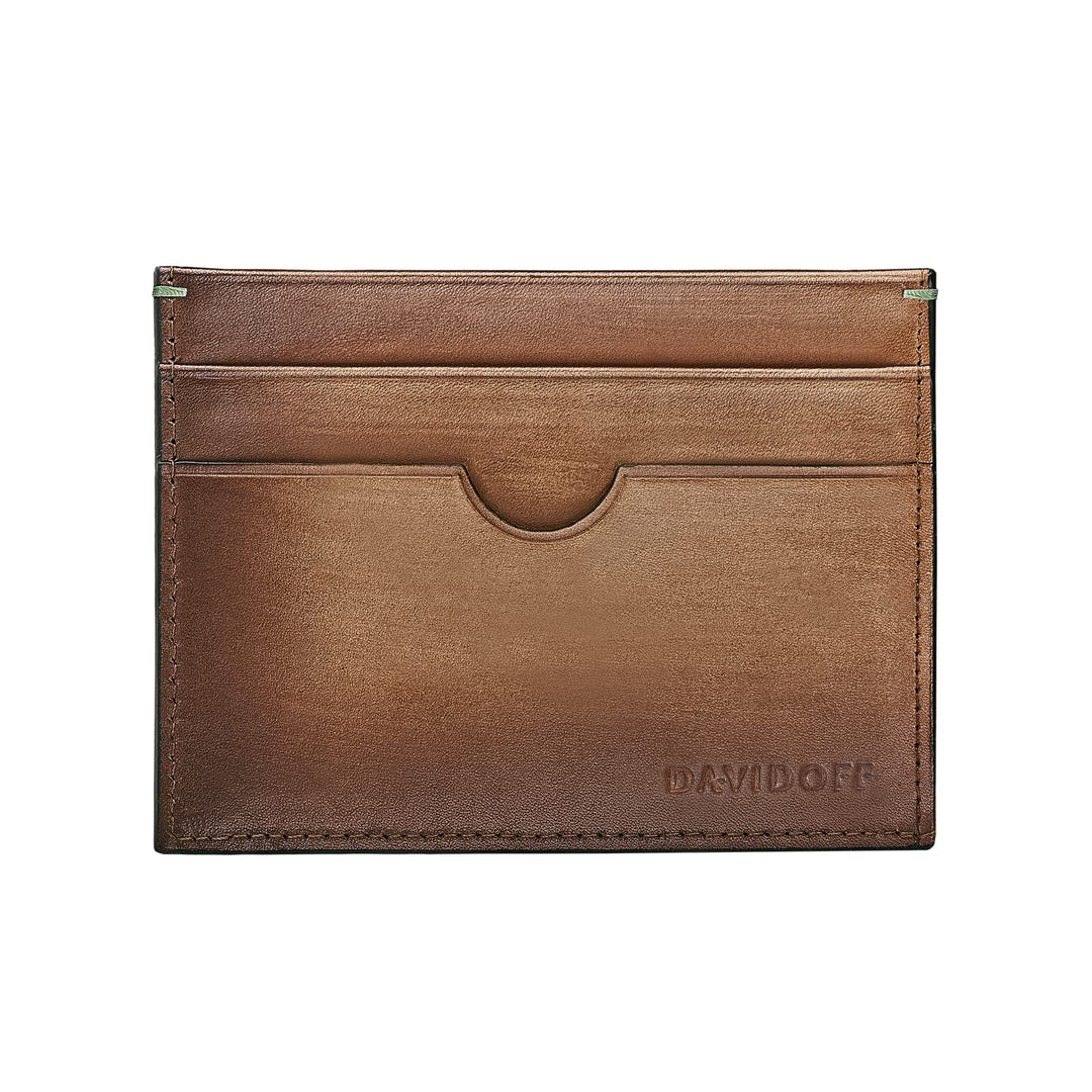 Davidoff Venice Kartenetui Cognac – Elegante kleine Brieftasche aus feinem Leder mit Ombre-Effekt –