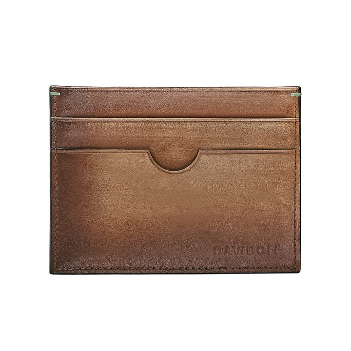 Davidoff Venice Kartenetui Cognac – Elegante kleine Brieftasche aus feinem Leder mit Ombre-Effekt –