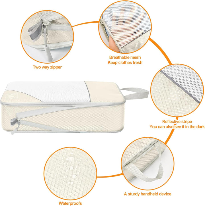 Packwürfel Set 10 Teilig Compression Packing Cubes,Platzsparendes Koffer Organizer für Travel Essent
