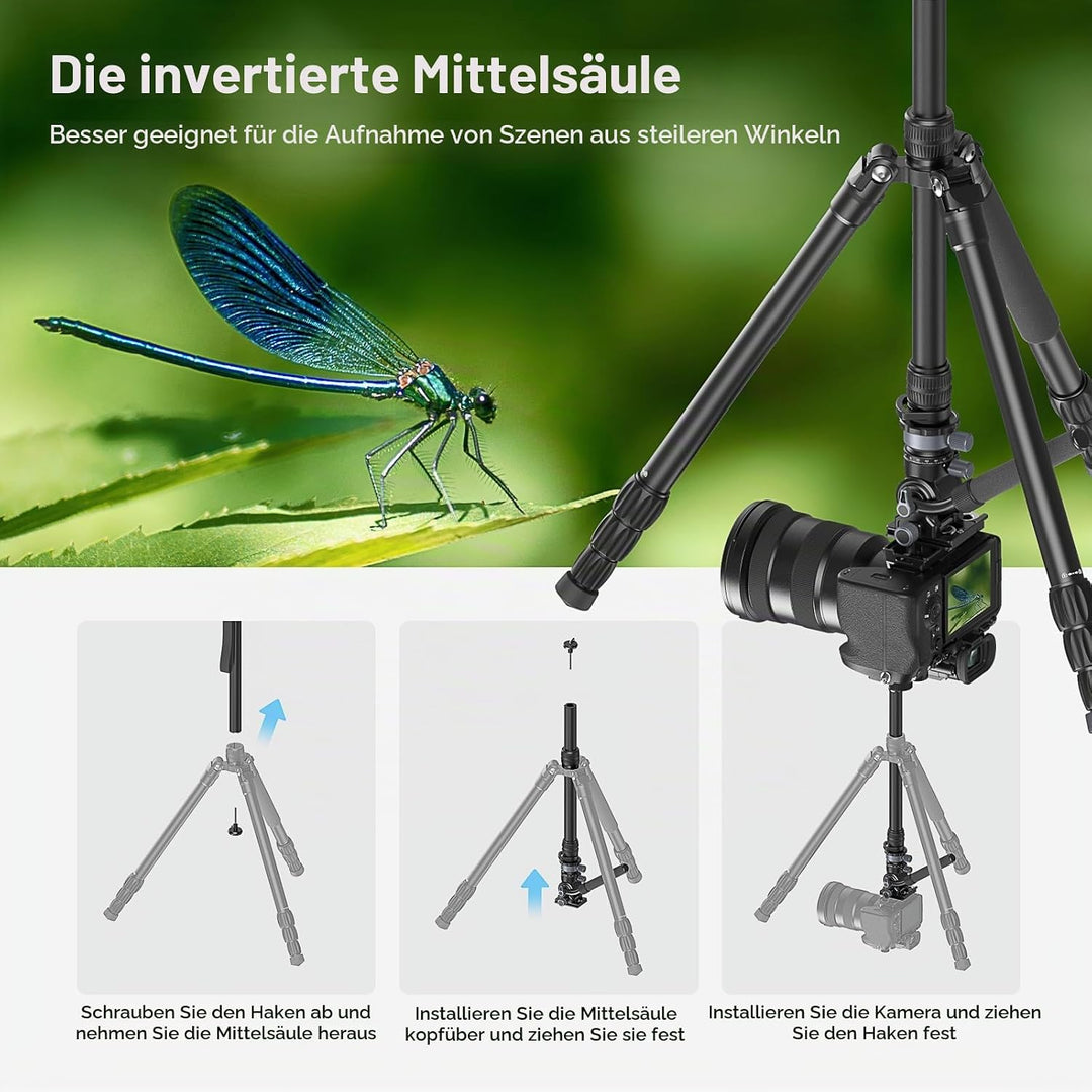 SMALLRIG 72 Zoll Videostativ, Fluidkopf mit Nivellierbasis, Einbeinstativ professionelles Videostati