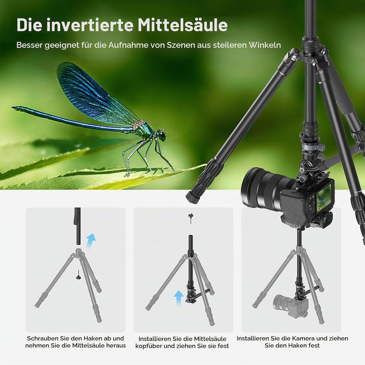 SMALLRIG 72 Zoll Videostativ, Fluidkopf mit Nivellierbasis, Einbeinstativ professionelles Videostati