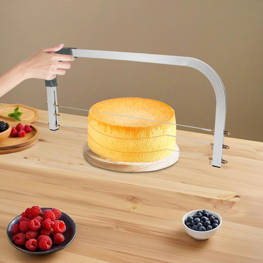 3-Draht Torten-Teiler & Leveler – Höhenverstellbarer Kuchenschneider mit 3 Edelstahl-Drähten (0,39–9