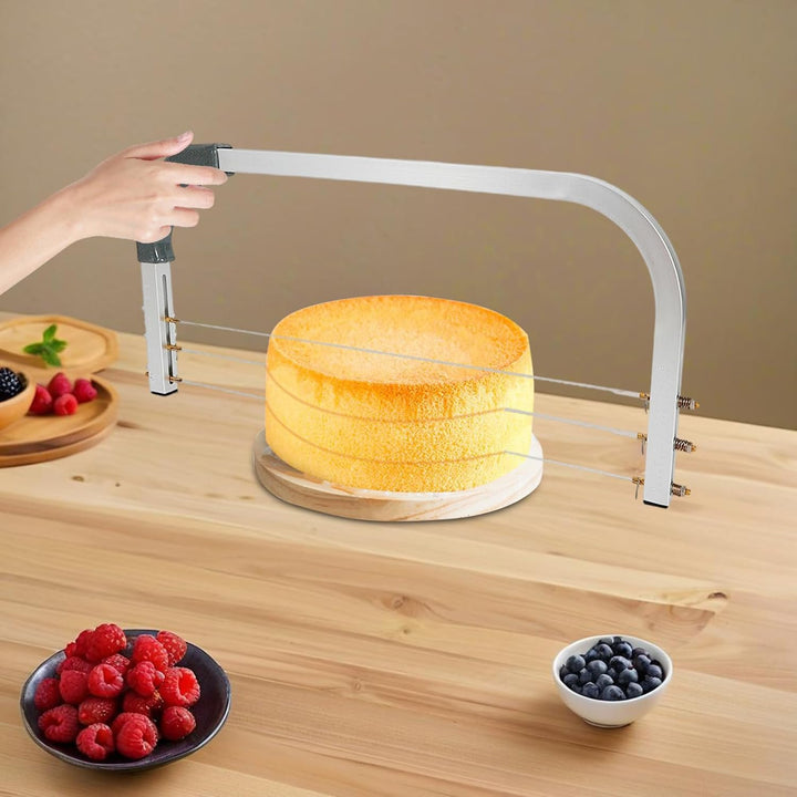 3-Draht Torten-Teiler & Leveler – Höhenverstellbarer Kuchenschneider mit 3 Edelstahl-Drähten (0,39–9