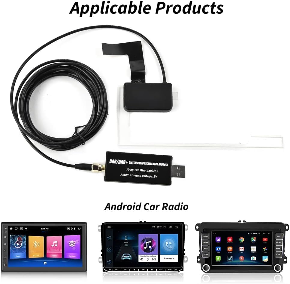 Hikity DAB/DAB+ Digital Adapter Tragbarer DAB+ Radio Tuner Empfänger mit Antenne+SMA Glass Antenne S