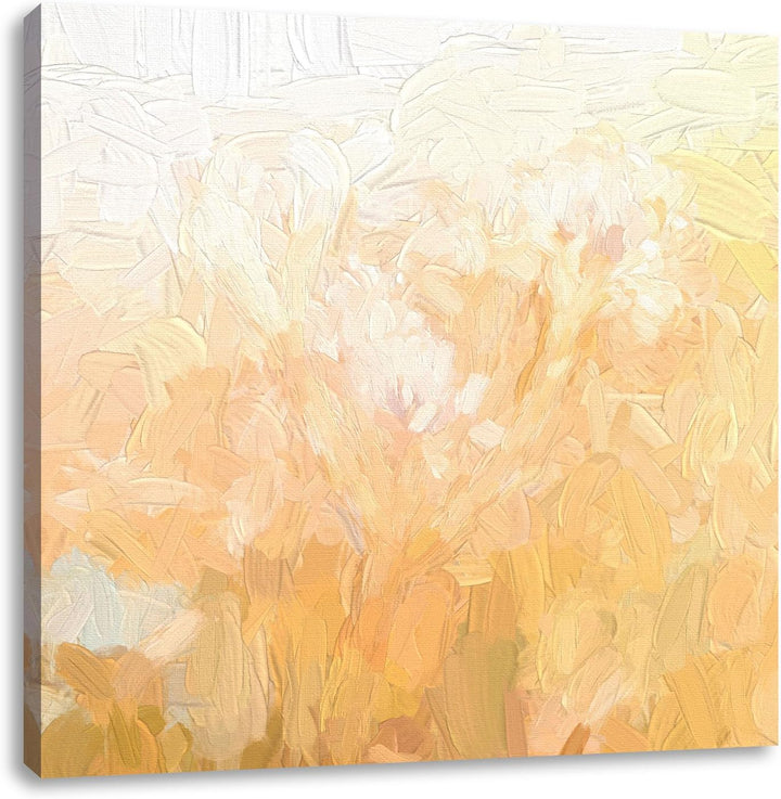 Pixxprint Romantische Blumenwiese Pinsel Effekt, Format: 70x70 auf Leinwand, 70x70