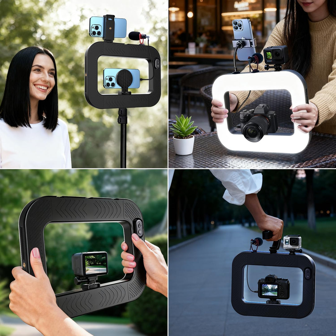 yAyusi Magnetisch Handylicht für Videoaufnahmen, Hand-Telefonstabilisator mit Licht, 8000mAh LED-Sel