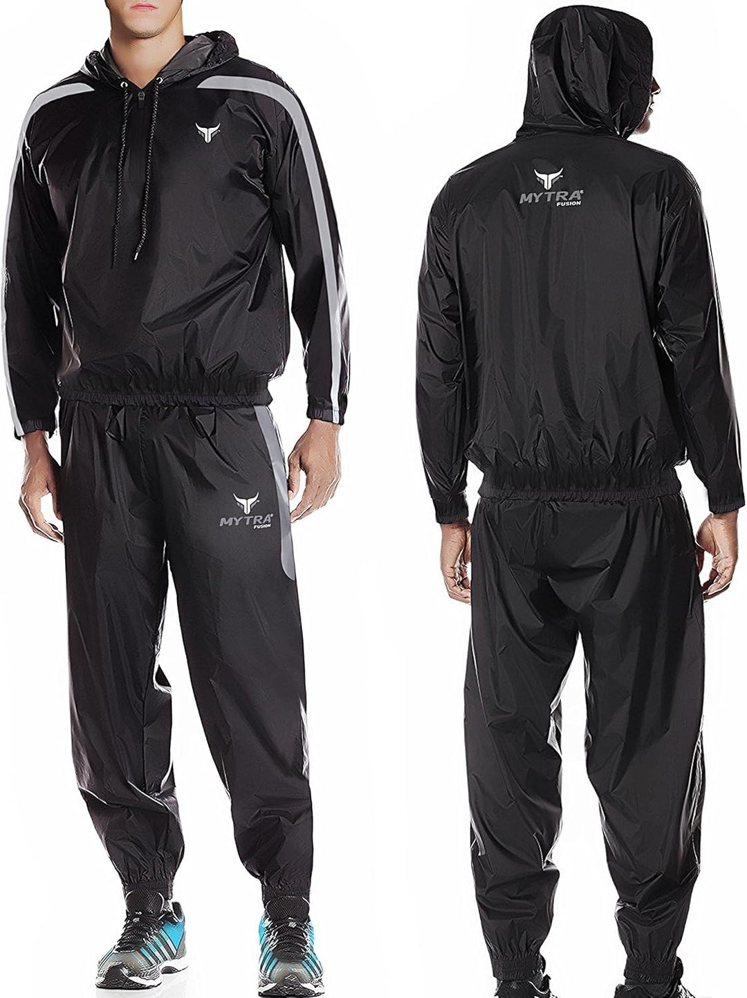 Mytra Fusion Weight Loss Sliming Fitness Sauna Sweat Suit Black Grey XXL Black Gray