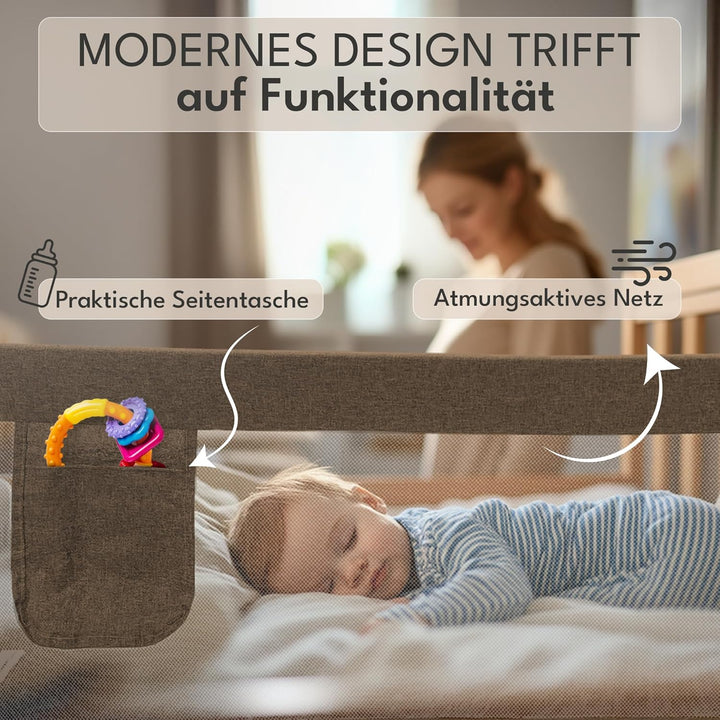 NooMii Rausfallschutz – faltbares Bettgitter 150×35×48,5 cm, Bettumrandung für Babybett, Kinderbett