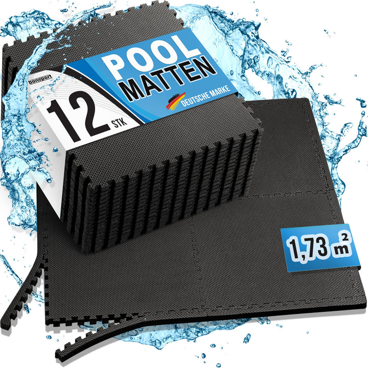 bonsport Pool Unterlegmatte Poolmatte 12 Stück - Bodenschutz Matte für den Pool/Planschbecken - Bode