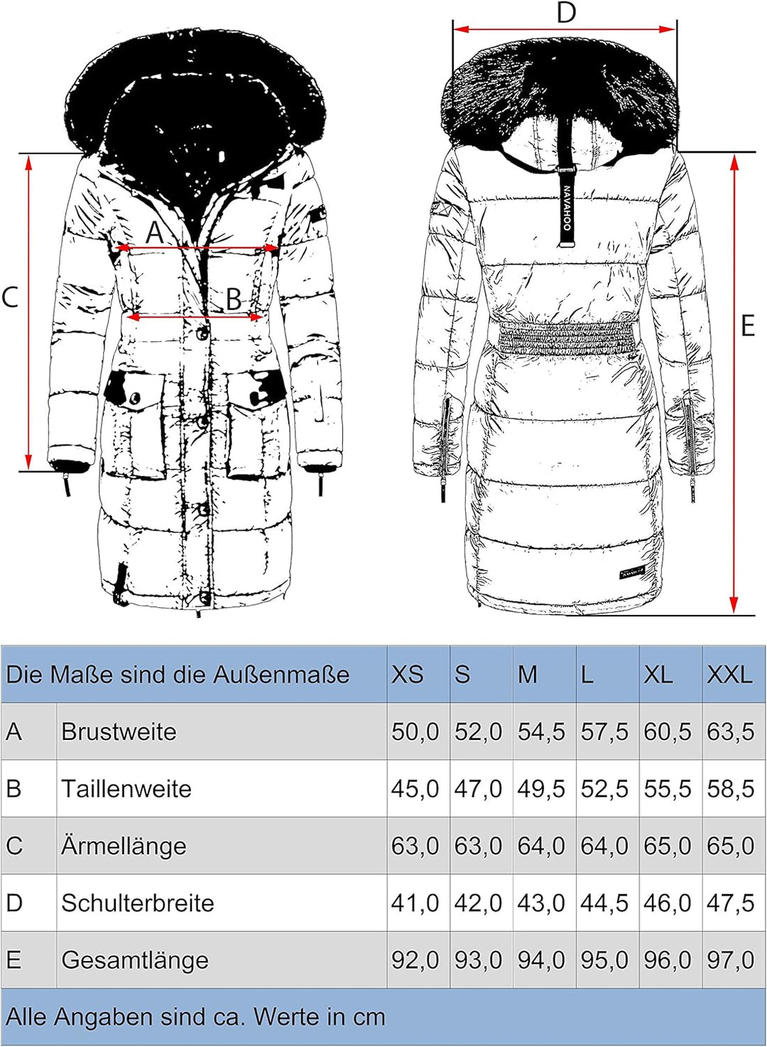 Navahoo Damen Warmer Winter Steppmantel Sinja S-XXL S Anthracite, S Anthracite