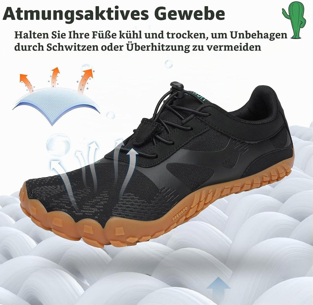 SAGUARO Unisex Barfussschuhe Leicht rutschfest Traillaufschuhe für Outdoor &amp; Indoor 46 EU Schwarz Me