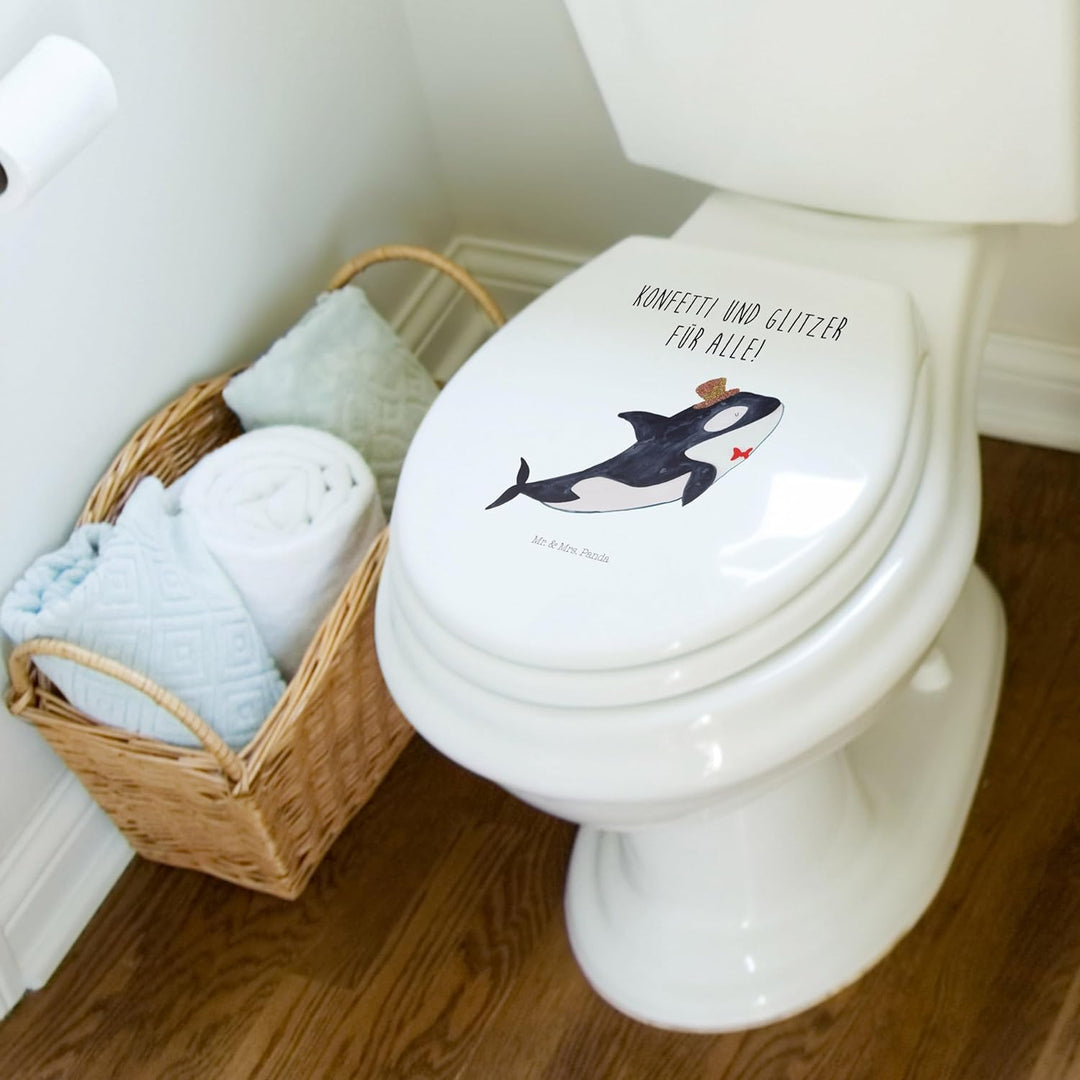 Mr. & Mrs. Panda Motiv WC Sitz Orca Zylinder - Geschenk, Glückwunsch, WC-Sitz, Meer, Urlaub, Klobril